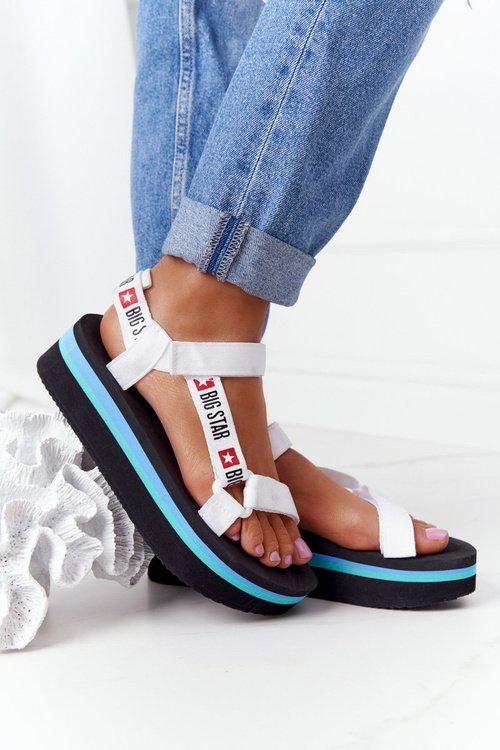 Piankowe Sandały Na Platformie Big Star HH274A087 Czarno-Białe