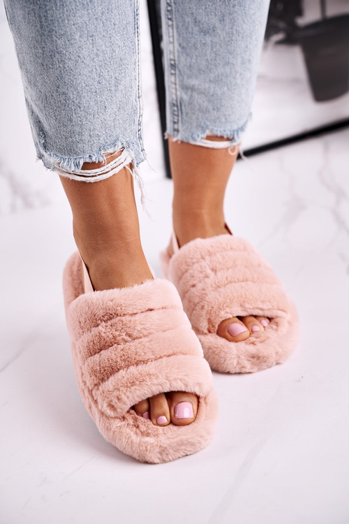 Papcie Damskie na Platformie Futrzane Pomarańczowe Snowflake