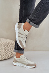 Skórzane Lekkie Sneakersy Buty Sportowe Damskie Beżowe Norlexia