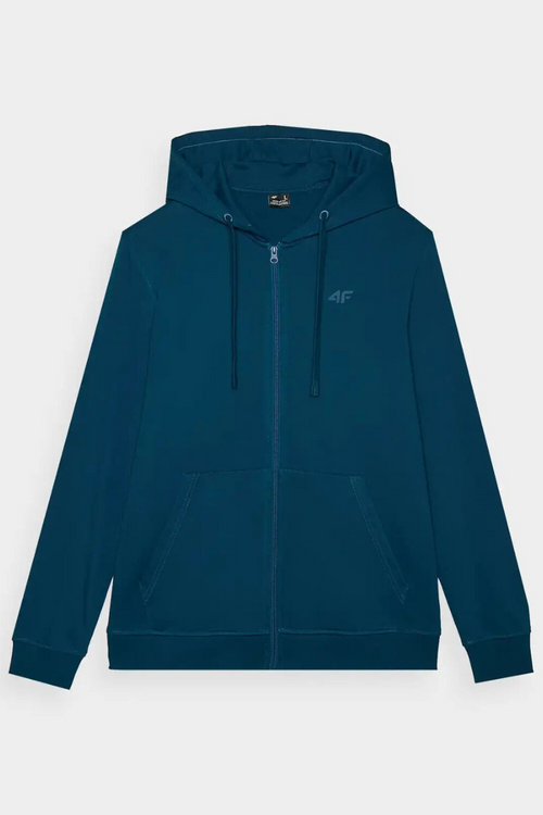 Męska Bluzka Z Kapturem Rozpinana 4F 4FWAW24TSWSM1256-46S Turkusowa