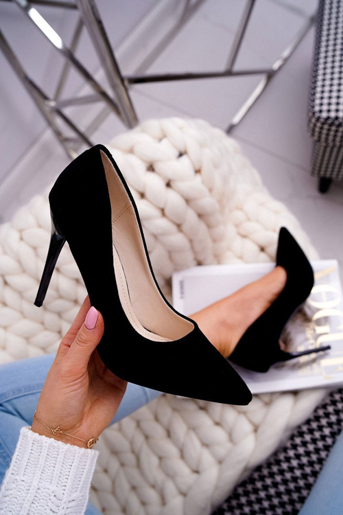 Szpilki Damskie Zamszowe Czarne Betty