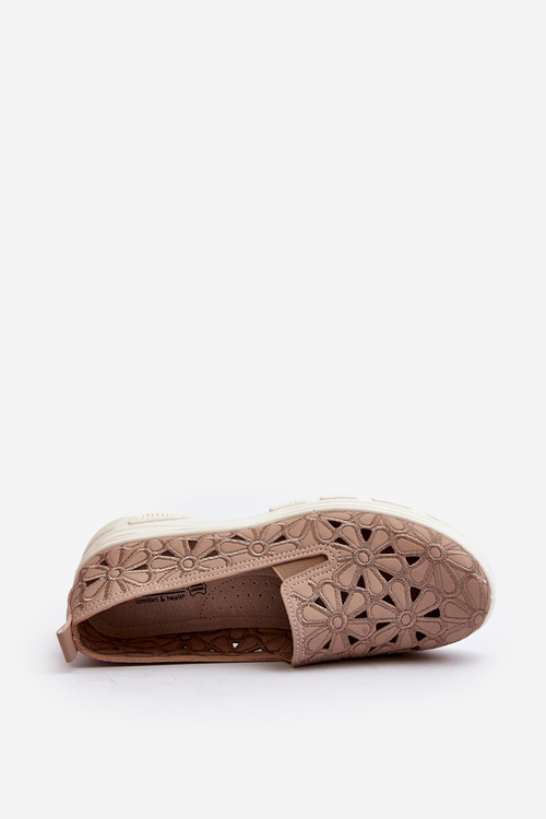 Ażurowe Półbuty Damskie Różowe Emilei