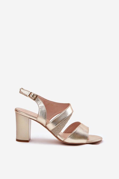 Sandały Damskie Na Słupku Sergio Leone SK866 Złote