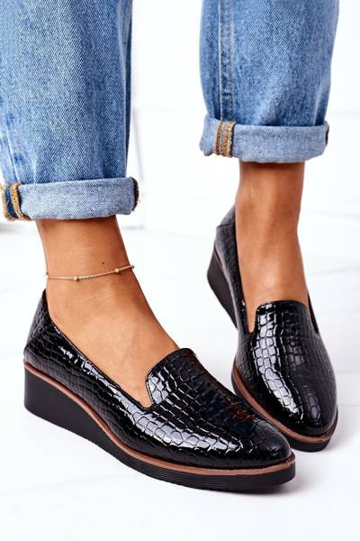 Lakierowane Półbuty Na Koturnie Vinceza 10675 Czarne