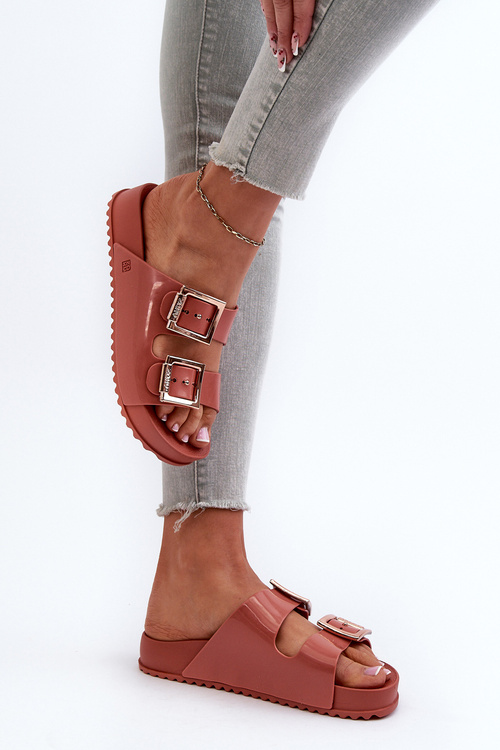 Damskie Klapki Z Klamrami ZAXY JJ285246 Brudny Róż