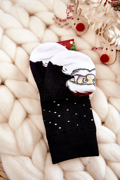 Męskie Świąteczne Skarpetki Mikołaj Czarne