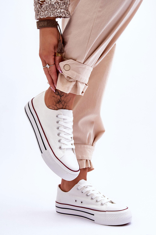 Damskie Trampki Na Masywnej Platformie Białe Ember