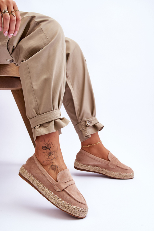 Damskie Zamszowe Espadryle Beżowe Keyla