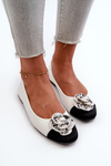 Baleriny Damskie Eko Skórzane Z Ozdobnym Detalem Białe Divinella