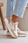 Sneakersy Damskie Na Platformie Z Eko Skóry Beżowe Issatta