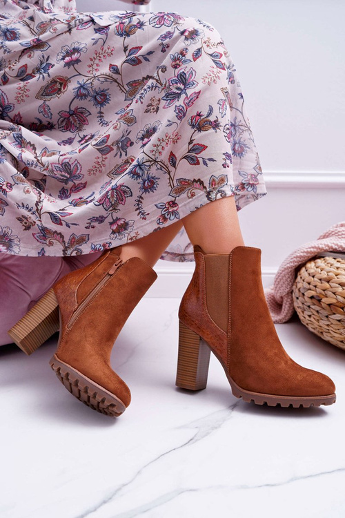 Botki Damskie Na Obcasie Camel Mondego