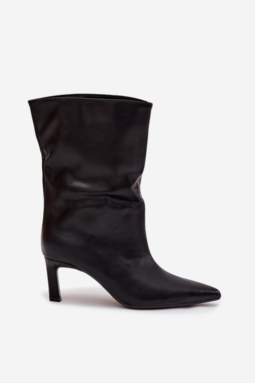 Wsuwane Botki Damskie Na Szpilce Z Eko Skóry Czarne Norell