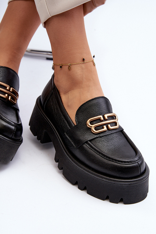 Zazoo 20164 Damskie Loafersy Ze Skóry Naturalnej Czarne