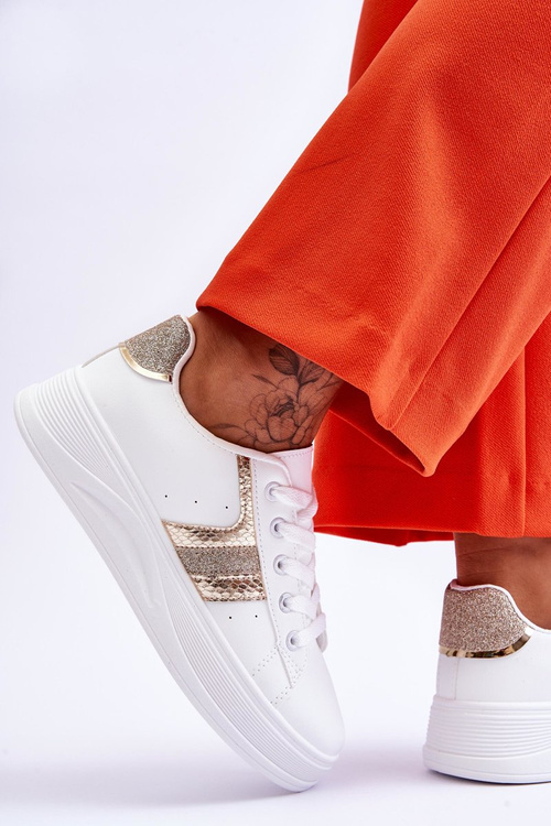 Damskie Sneakersy Biało-Złote Diahna