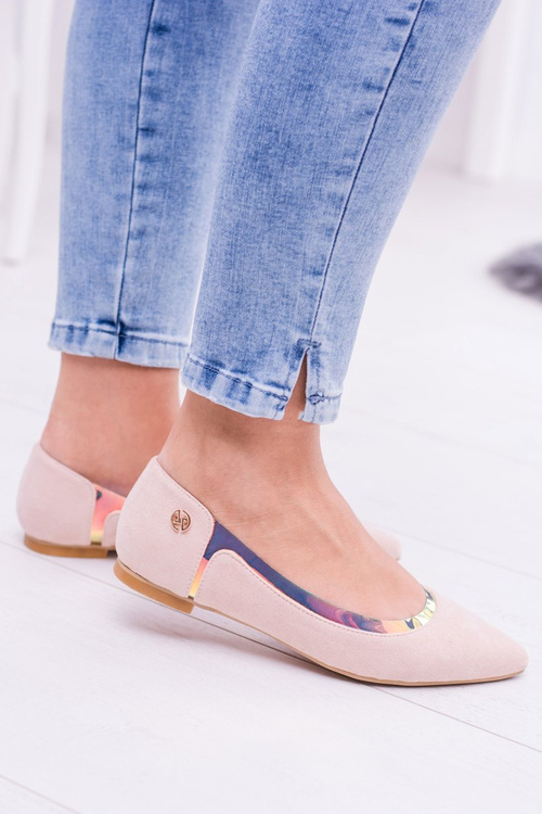 Lu Boo Transparentne Holograficzne Balerinki w Szpic Róż Lison