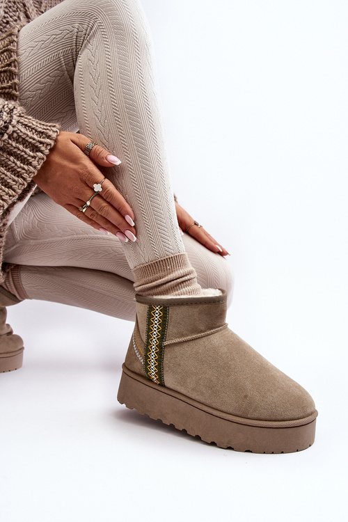 Śniegowce Damskie Na Platformie Ocieplane Zielone Lomessa