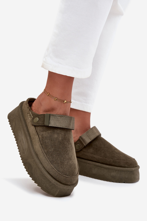 Śniegowce Damskie Na Platformie Z Rzepem Ciemnozielone Jorielle