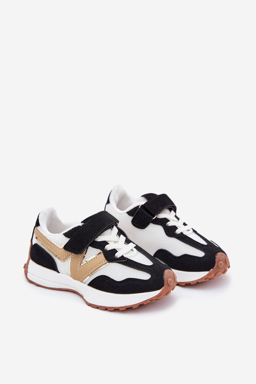 Sneakersy Dziecięce Na Rzep Biało-Czarne Tezzu