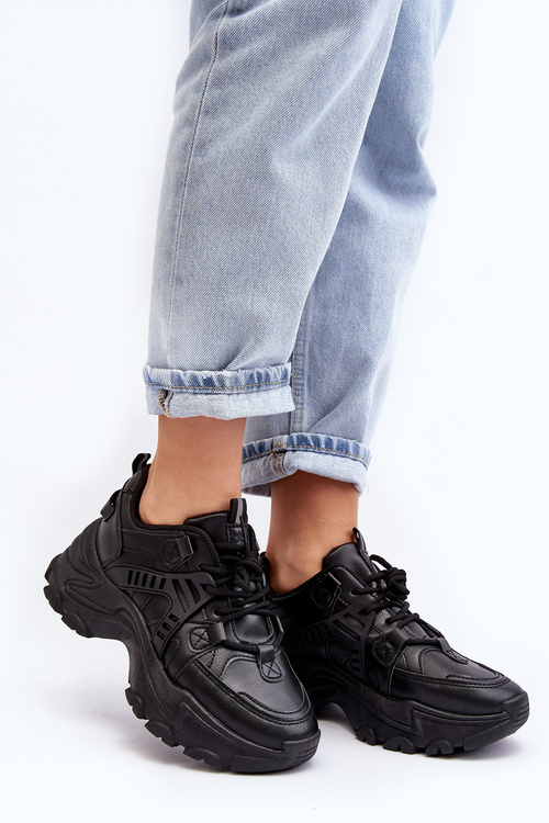 Masywne Damskie Buty Sportowe Sneakersy Czarne Toderus