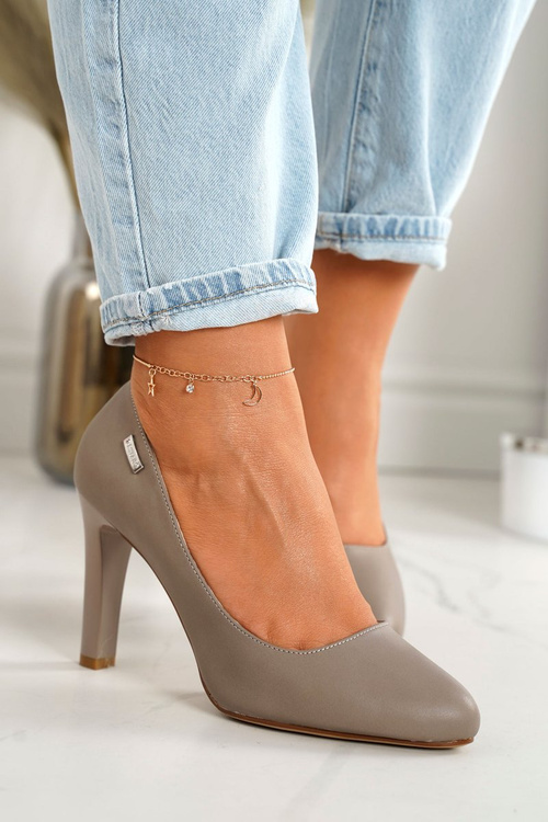 Klasyczne Czółenka Na Słupku Cappuccino Eliana