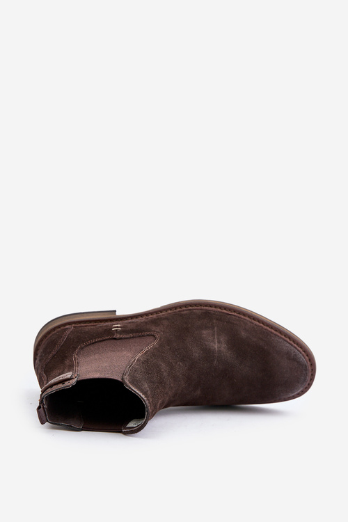 Zamszowe Botki Sztyblety Męskie Big Star OO174155 Brązowe