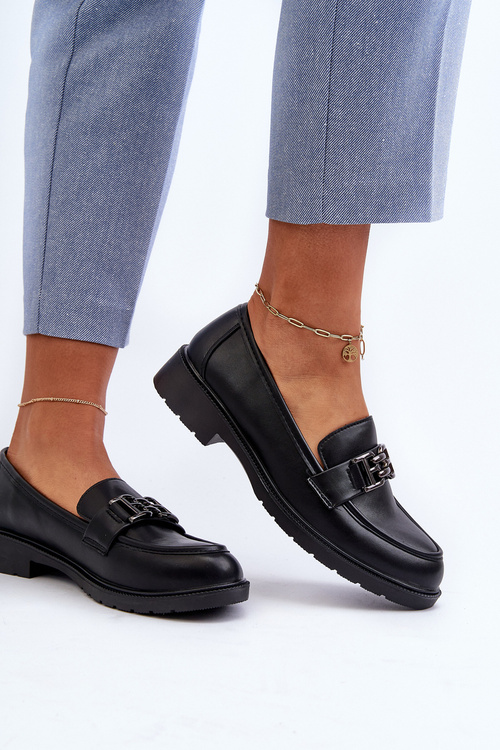 Damskie Mokasyny Z Ozdobą S.Barski HY372 Czarne