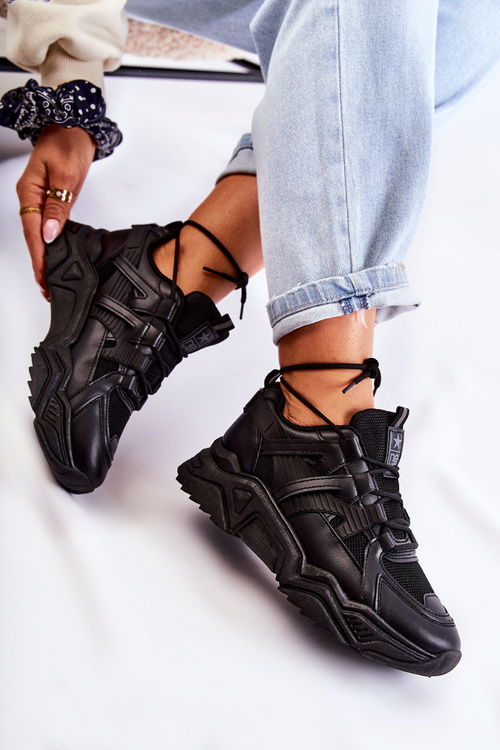 Damskie Sportowe Buty Sneakersy Czarne Daren