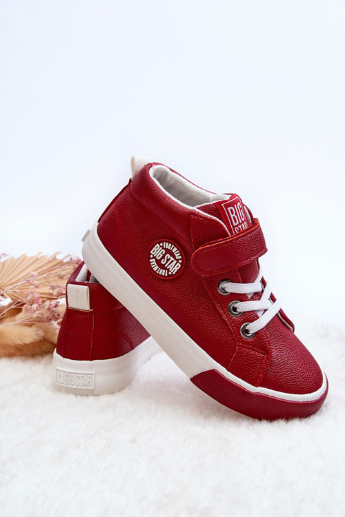Skórzane Dziecięce Trampki Big Star EE374004 Czerwone