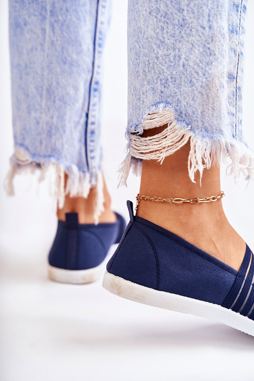 Damskie Tenisówki Materiałowe Slip-On Granatowe Lilis