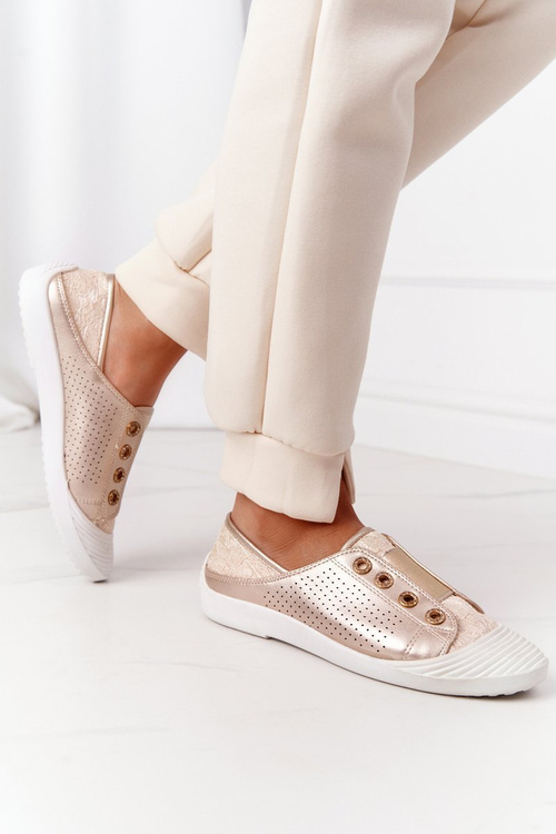 Damskie Trampki Z Koronką Lu Boo Złote