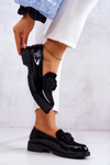 Eleganckie Lakierowane Mokasyny Loafery Czarne S.Barski HY51-318 Belize
