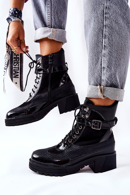 Botki Workery Z Klamrą Czarne Devera