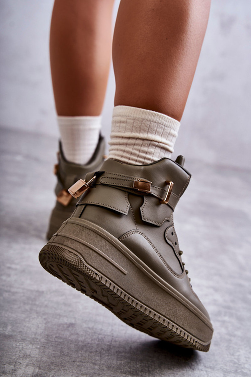 Damskie Ocieplane Wysokie Buty Sportowe Zielone Lexa