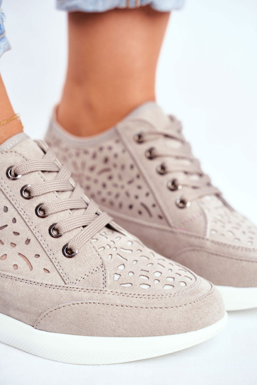 Sneakersy Damskie Sergio Leone Ażurowe Szare PB122