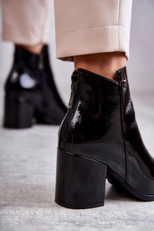 Damskie Lakierowane Botki Na Suwak La.Fi 260039B-LA Czarne