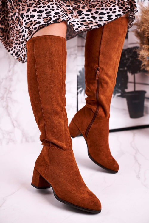 Damskie kozaki zamszowe Sergio Leone camel KZ273