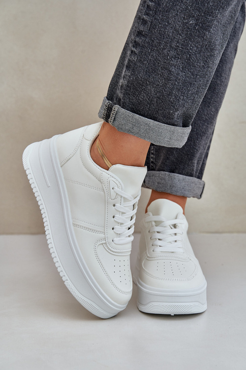 Klasyczne Sneakersy Z Eko Skóry Na Platformie Białe Dorreia 