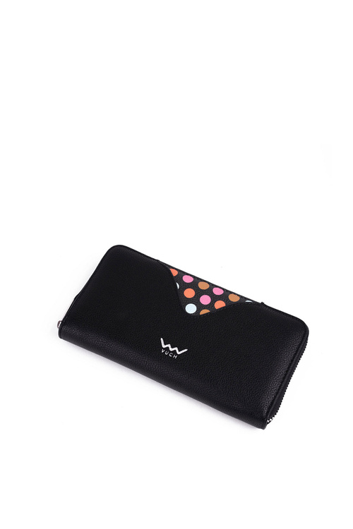 Duży Portfel Na Suwak W Kropki Czarny Reine