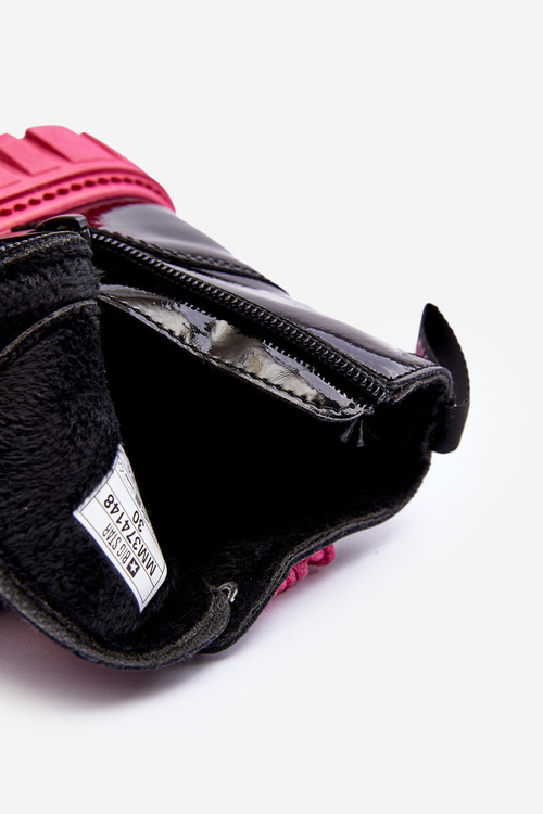 Ocieplane Lakierowane Botki Dziecięce Big Star MM374148 Czarno-Różowe