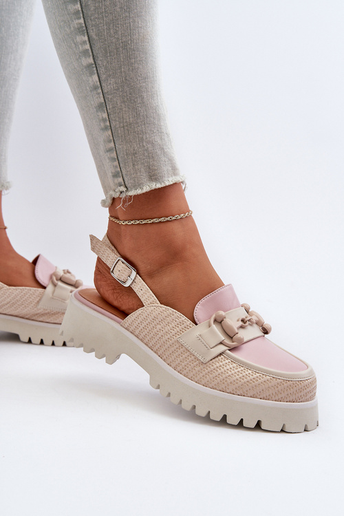 Sandały Damskie Na Płaskim Obcasie Z Ozdobą Beżowe D&A MR38-656