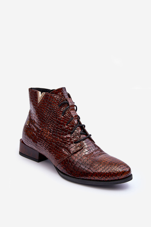 Damskie Skórzane Botki Maciejka 5743C-02 Brązowe