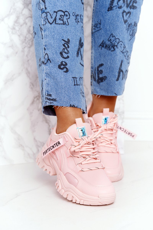 Damskie Sneakersy Na Masywnej Podeszwie Różowe Laugh