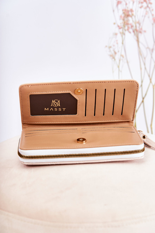 Damski Duży Portfel Z Ozdobą Beżowy Fabio