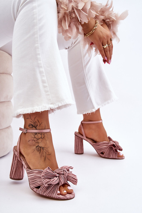 Modne Sandały Z Kokardą Na Obcasie Beżowe Callum