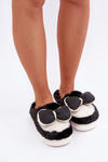 Futrzane Kapcie Z Kokardką Czarne Grilis