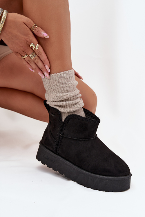 Śniegowce Damskie Na Platformie Z Przeszyciami Big Star SS274128 Czarne