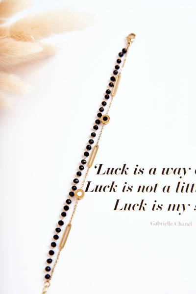 Damska Podwójna Bransoletka Mini Zegar Złoto-Czarna