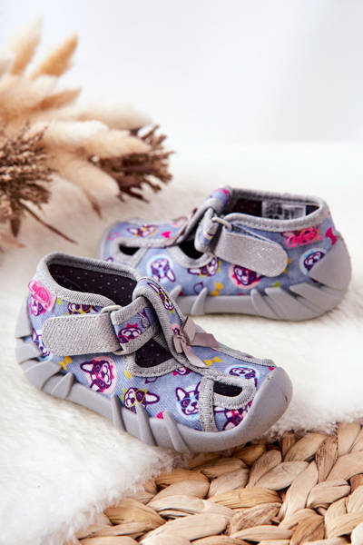 Buty Papcie Befado Na Rzep 190P093 Szaro-Niebieskie