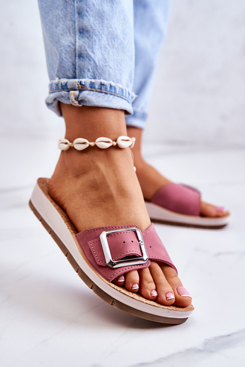 Modne Damskie Klapki Ze Sprzączką Inblu CP000031 Różowe