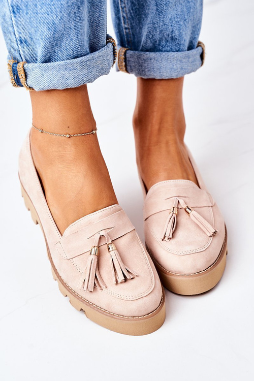 Zamszowe Mokasyny Lewski Shoes 3053 Cappuccino